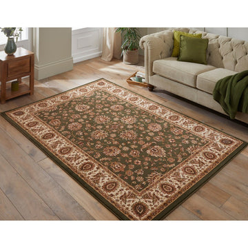 Grand Heritage GH102 Traditional Persian Classic Floral Vine Medallion Border Soft Stain-Resistant Durable Green/Beige Rug-Concept Looms-Rug Love - The Most Loved Rug Store